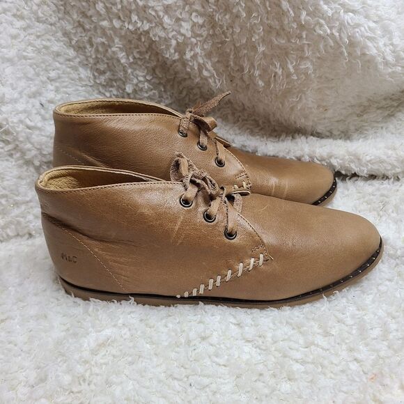 Musse & Cloud Tan Leather Laceup Ankle Boots sz 10 - Picture 1 of 8